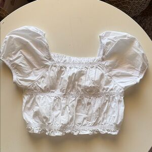 Zara White Puff Sleeve Crop Top